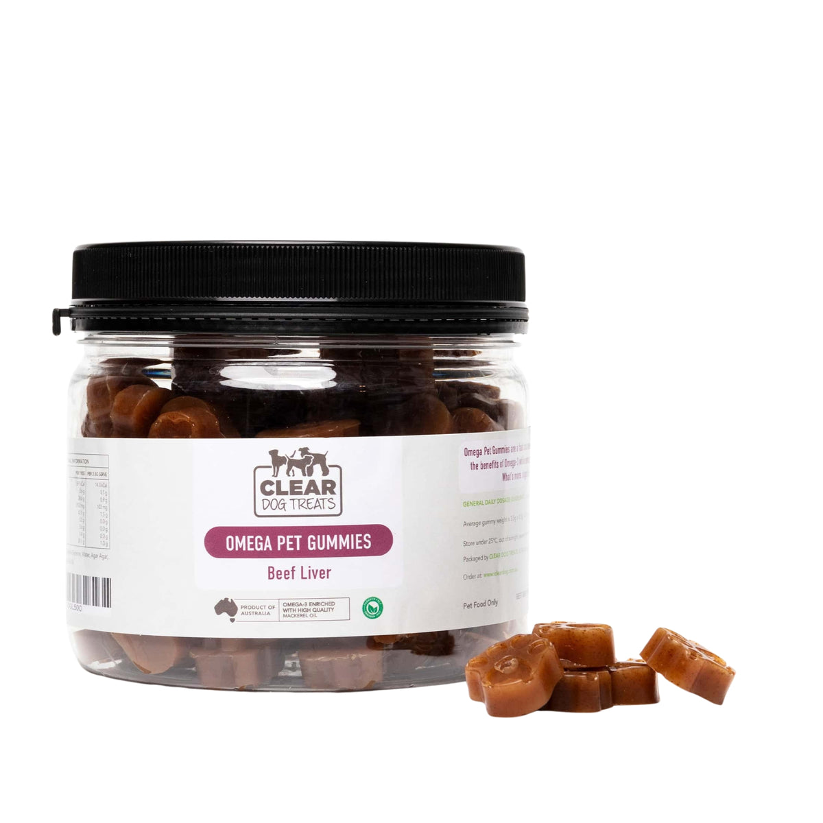 CLEAR Dog Treats Omega Pet Gummies - Beef Liver