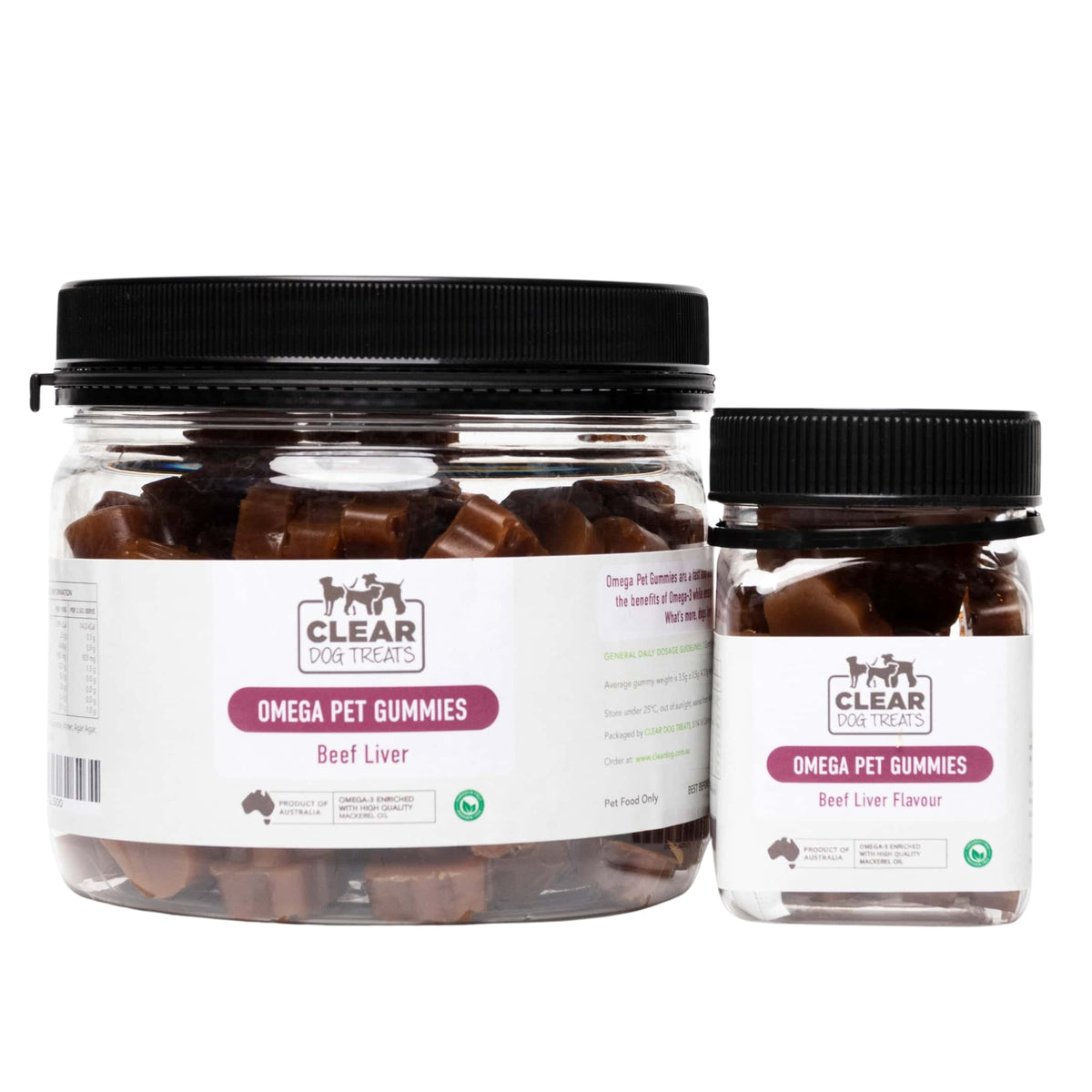 CLEAR Dog Treats Omega Pet Gummies - Beef Liver