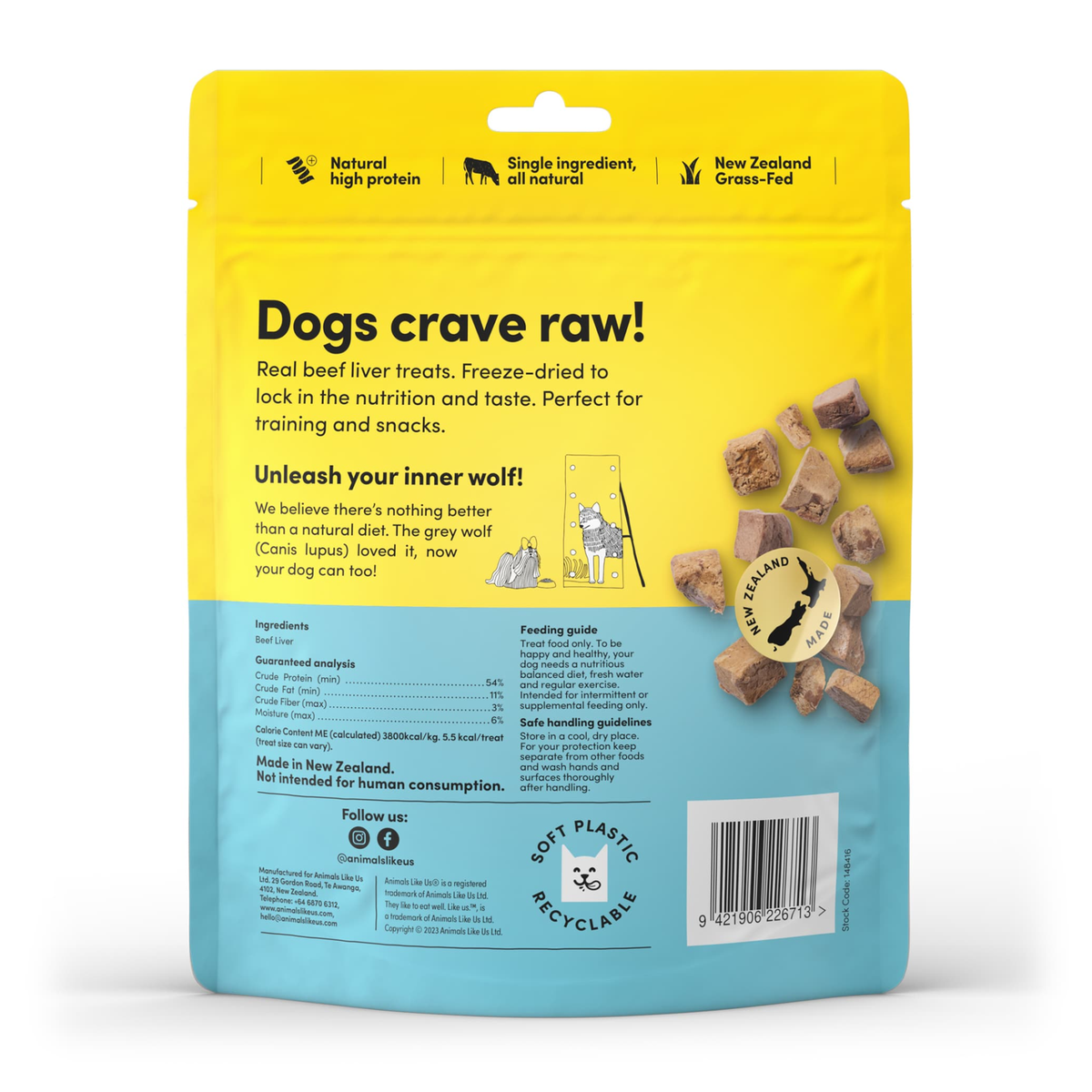 Animals Like Us New Zealand Grass-Fed Freeze Dried Raw Beef Liver Treats 85g