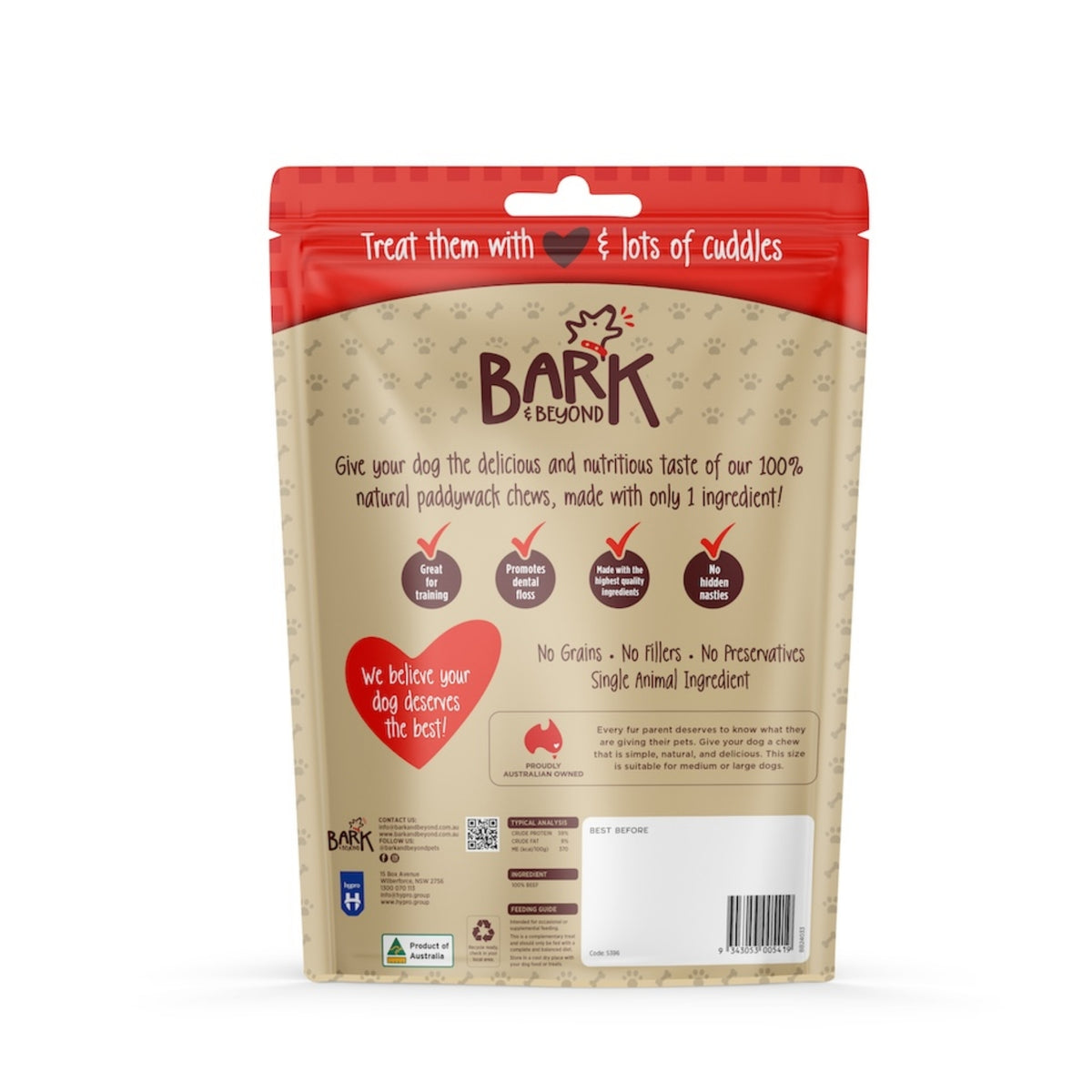 Bark & Beyond Beef Paddywack 1kg