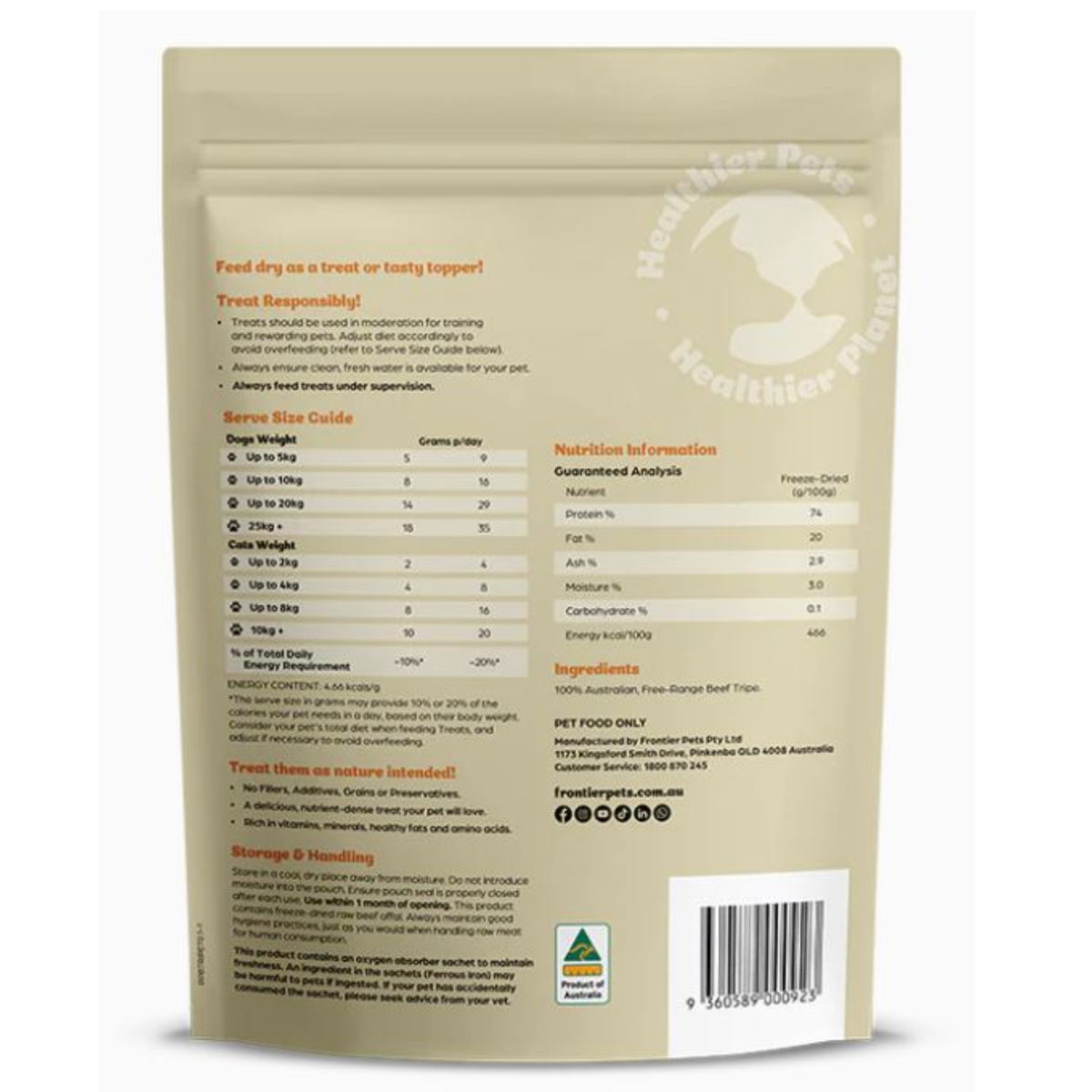 Frontier Pets Free-Range Beef Tripe Freeze-Dried Raw Dog Treats