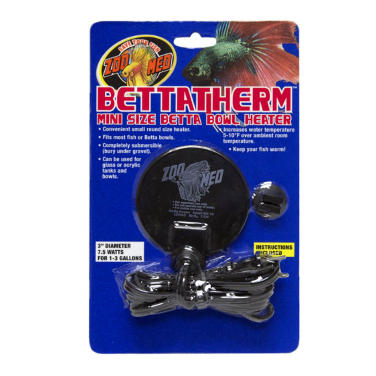 Zoo Med BettaTherm Mini Size Betta Bowl Heater 7.5W
