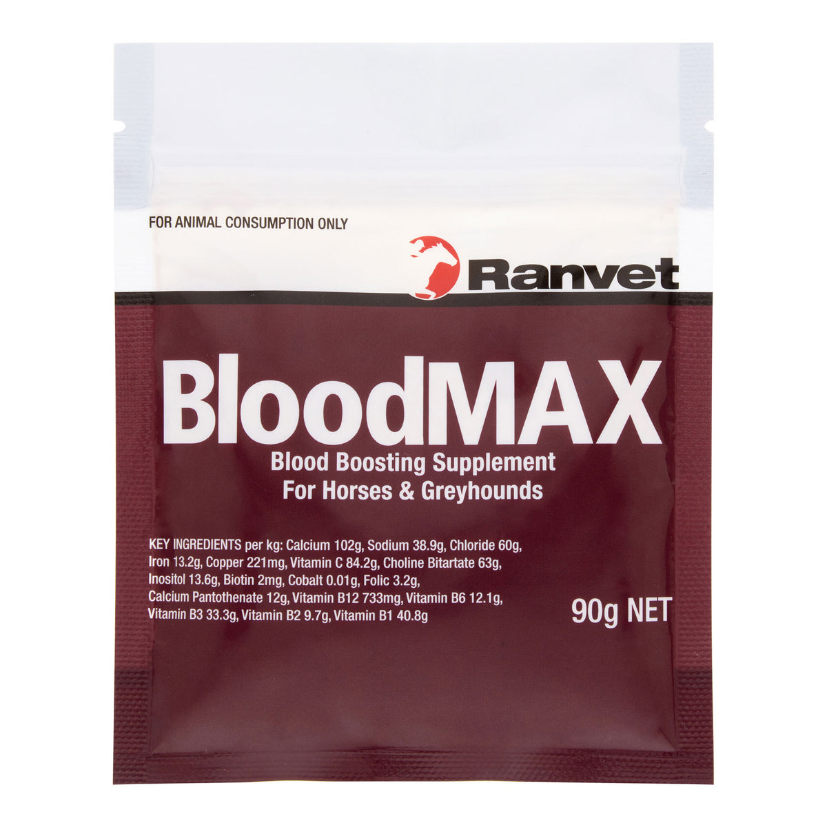 Ranvet BloodMAX Multivitamin &amp; Mineral Supplement for High Performance Horses 90g sachet