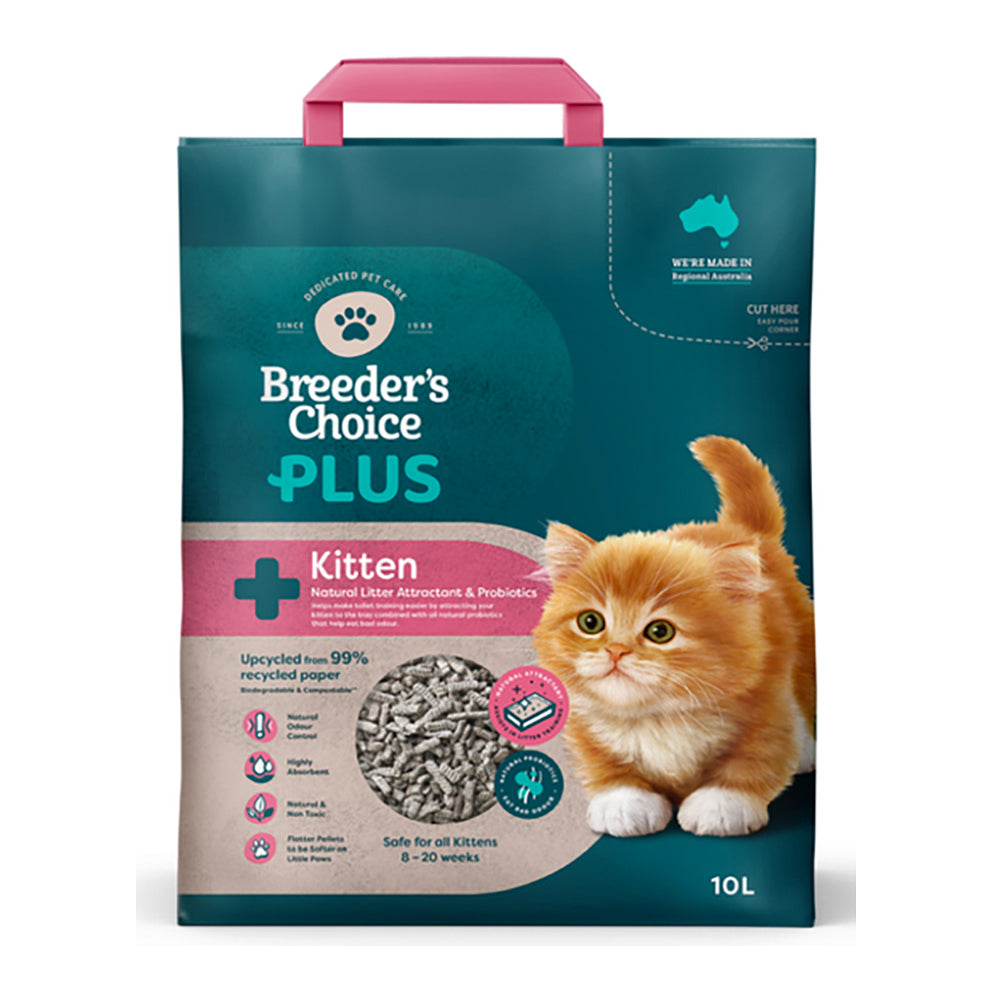 Breeder's Choice PLUS Kitten Non-Clumping Recycled Paper Cat Litter 10L