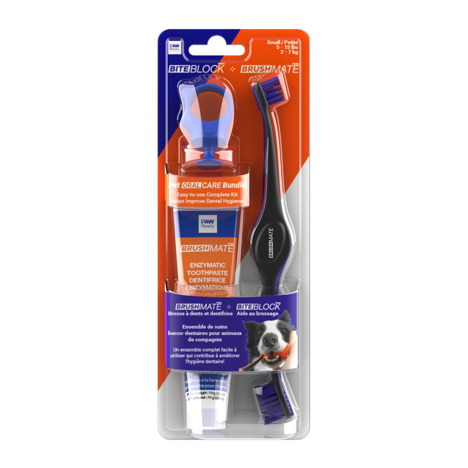 Paw Ready Oral Care Brushing Bundle Dental Kit - Toothbrush, BiteBlock, Toothpaste