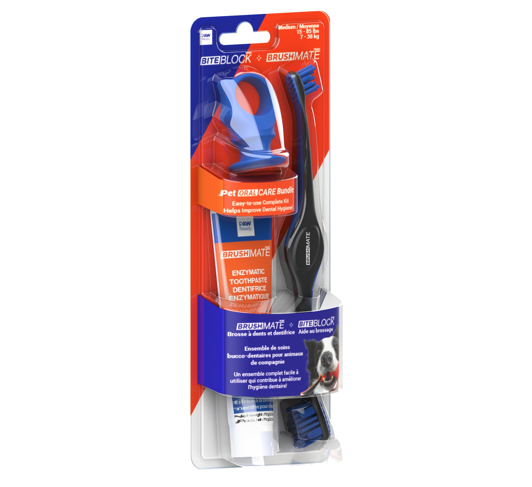 Paw Ready Oral Care Brushing Bundle Dental Kit - Toothbrush, BiteBlock, Toothpaste