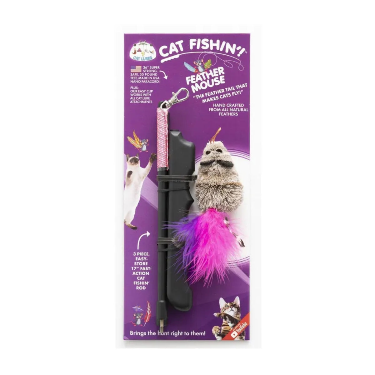 Cat Lures Cat Fishin' Rod Teaser - Feather Mouse