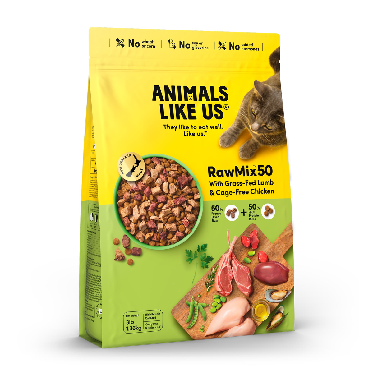 Animals Like Us Cat RawMix50 with Grass Fed Lamb & Cage Free Chicken 1.36kg