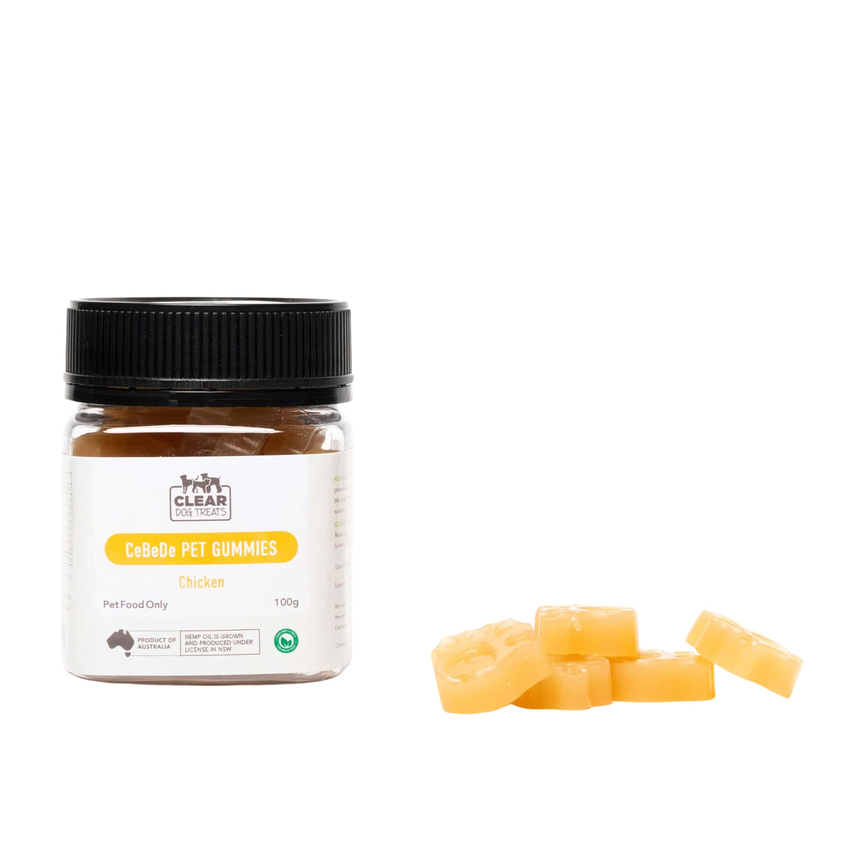 CLEAR Dog Treats CeBeDe Pet Hemp Oil Gummies – Chicken 100g