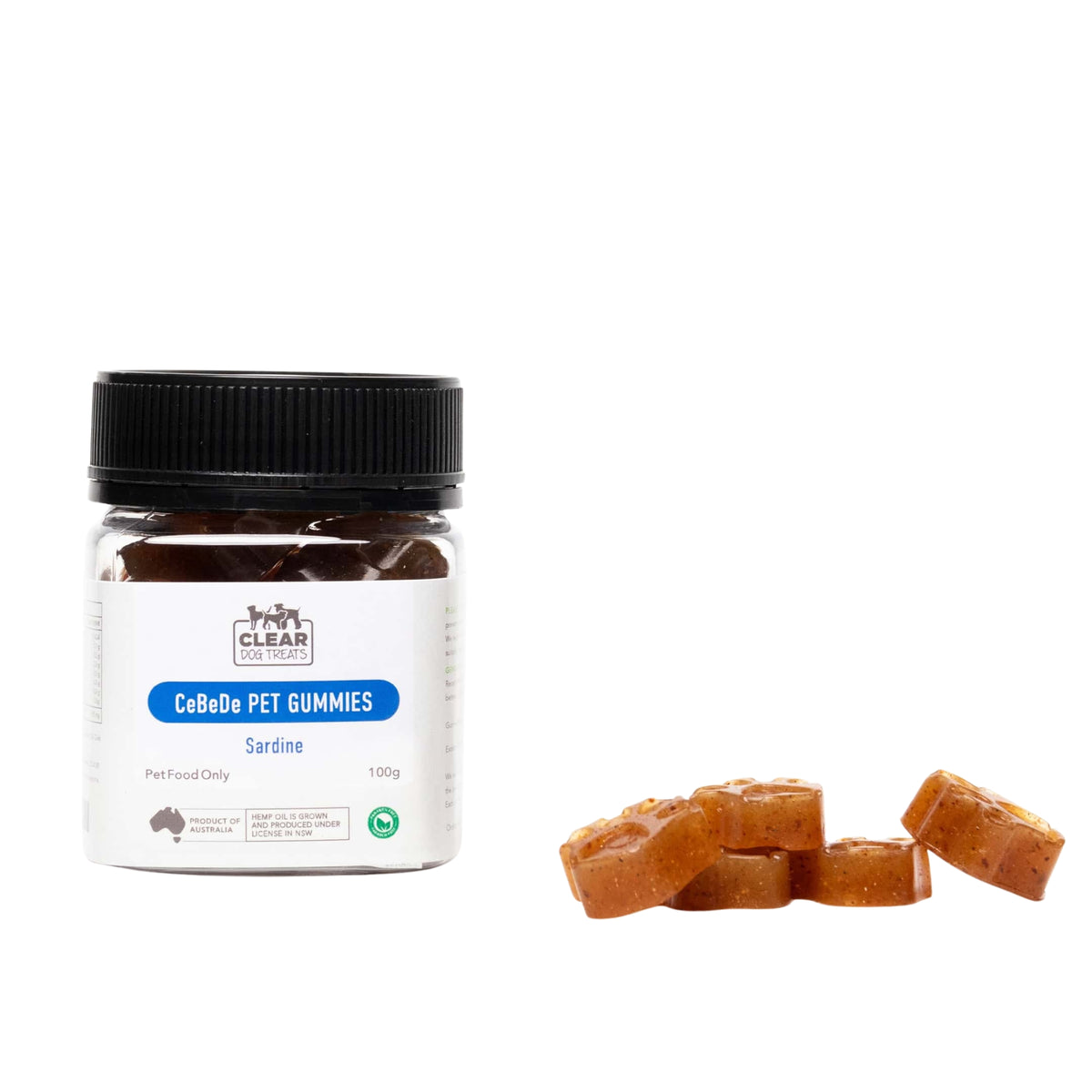 CLEAR Dog Treats CeBeDe Pet Hemp Oil Gummies – Sardine 100g