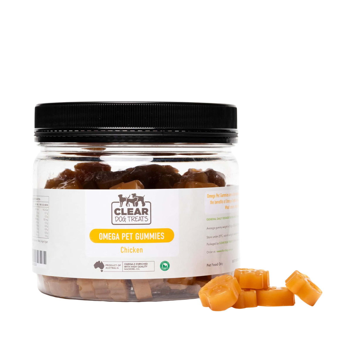 CLEAR Dog Treats Omega Pet Gummies - Chicken