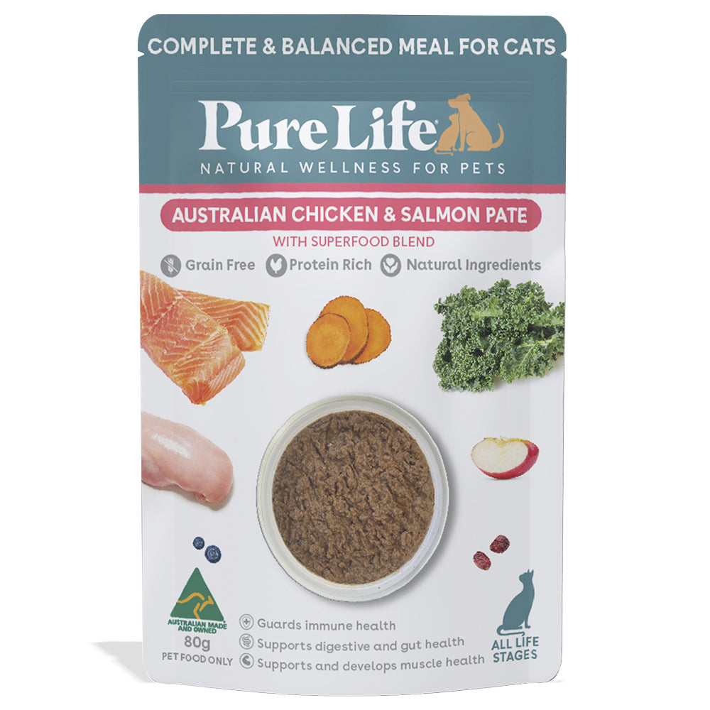 Pure Life Australian Chicken &amp; Salmon Pate Wet Cat Food 80g x 12