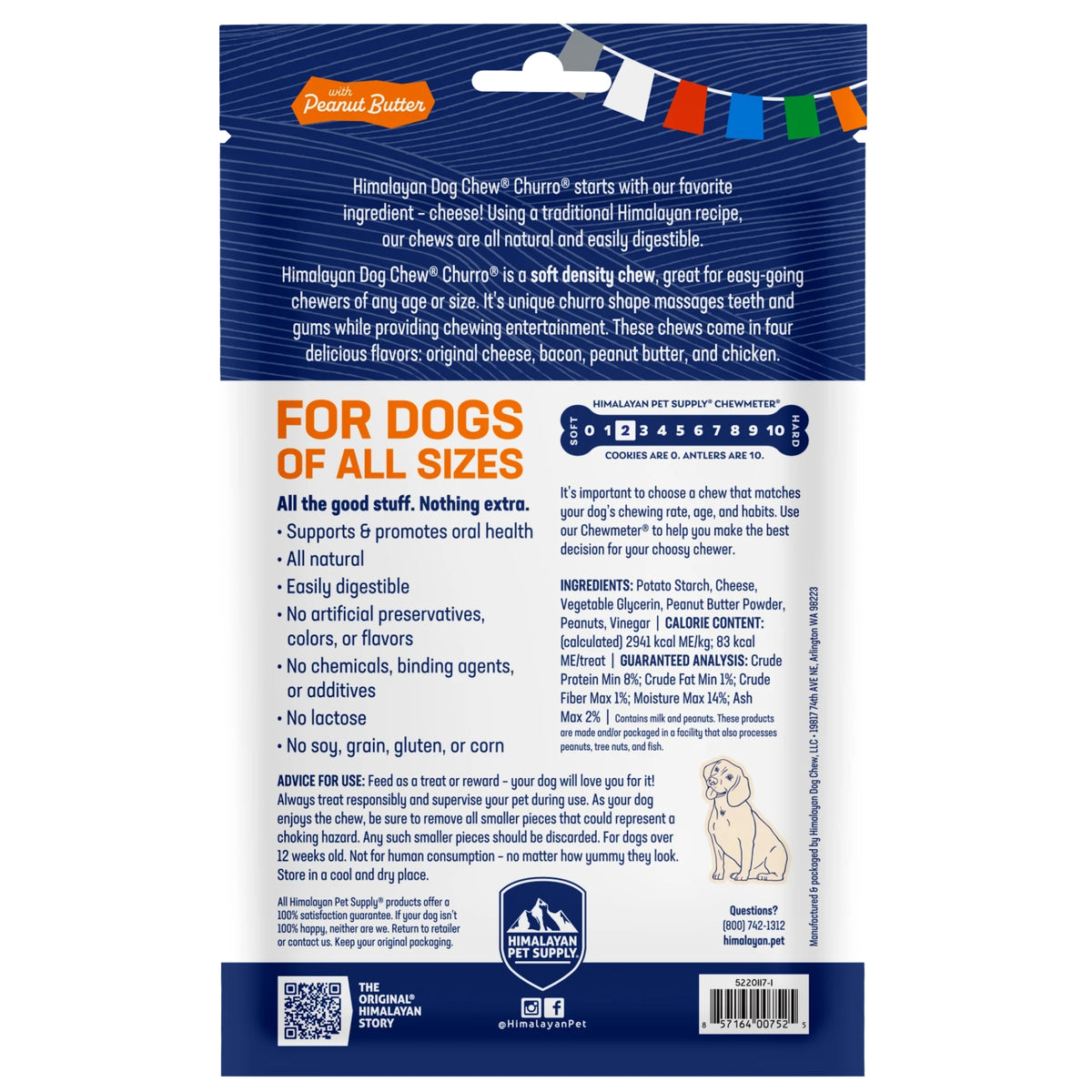Himalayan Dog Chew Churro Peanut Butter - 4 Pack