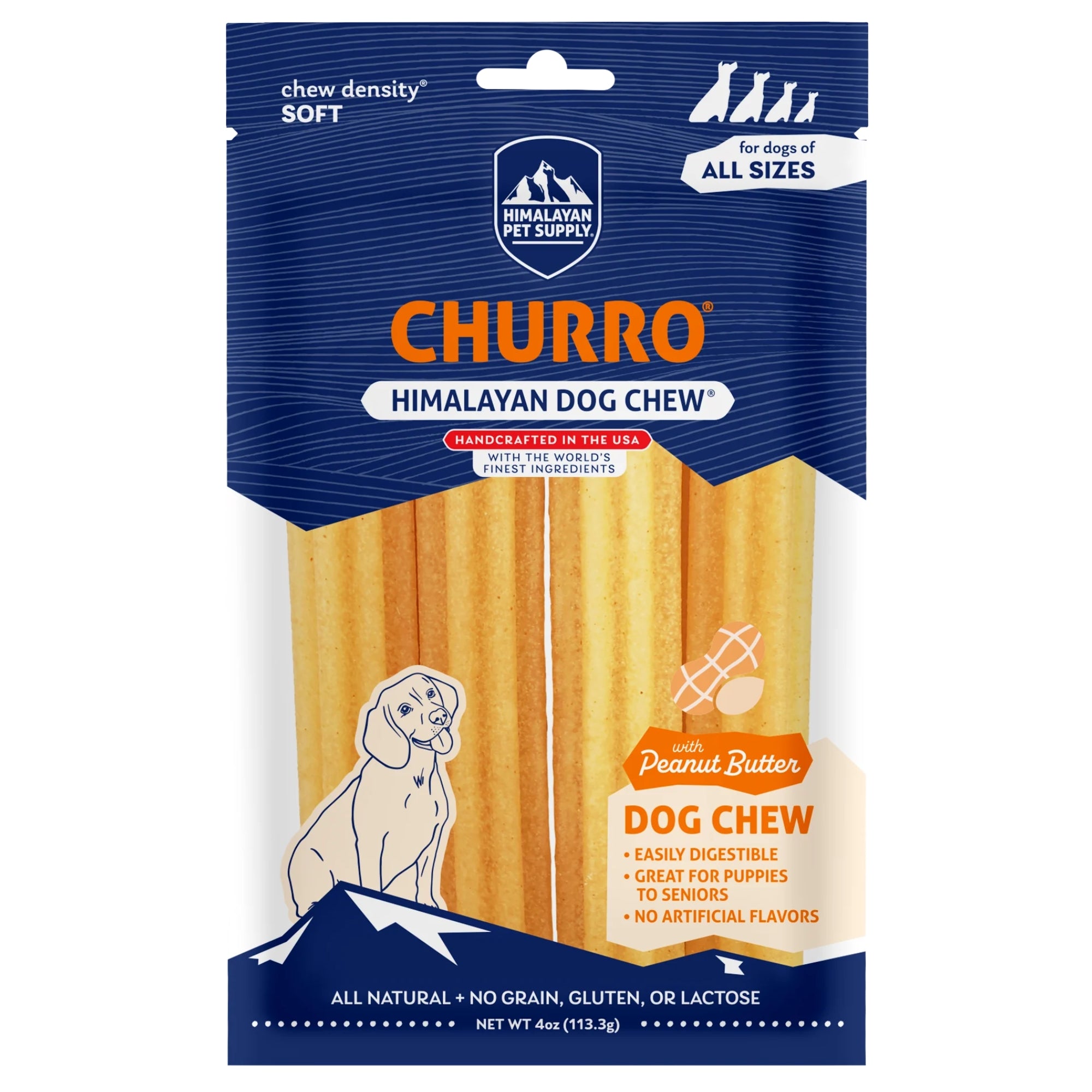 Himalayan Dog Chew Churro Peanut Butter - 4 Pack