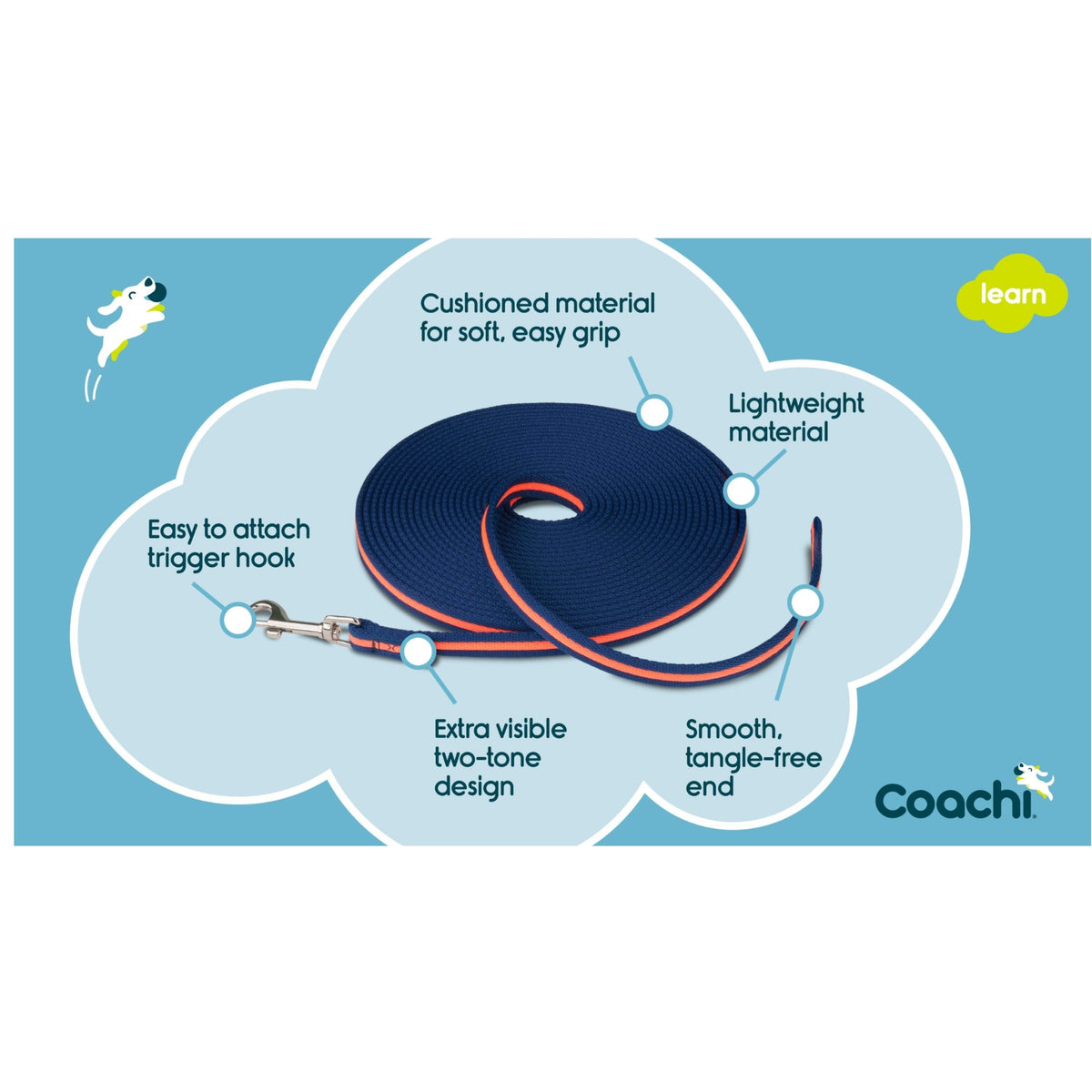 Coachi Training Line 10m - Navy & Coral