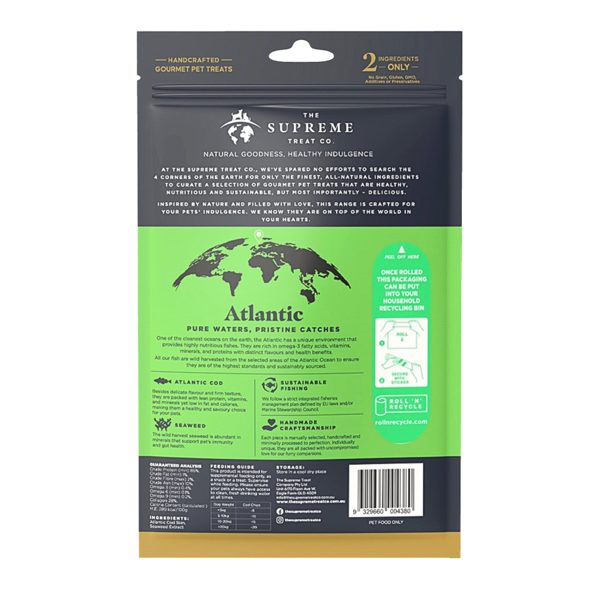 The Supreme Treat Co Cod Chips with Seaweed Dog Treats 80g