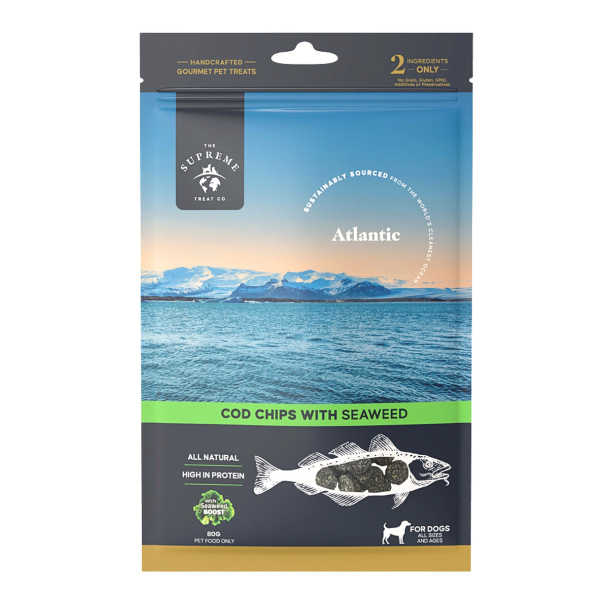 The Supreme Treat Co Cod Chips with Seaweed Dog Treats 80g