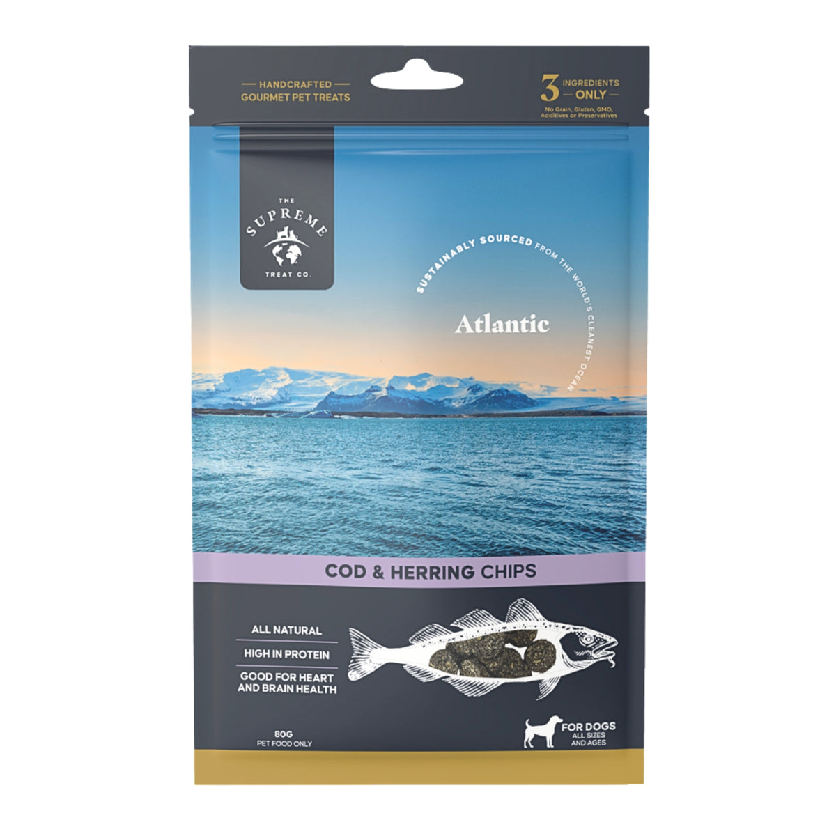 The Supreme Treat Co Cod & Herring Chips Treats for Dogs 80g