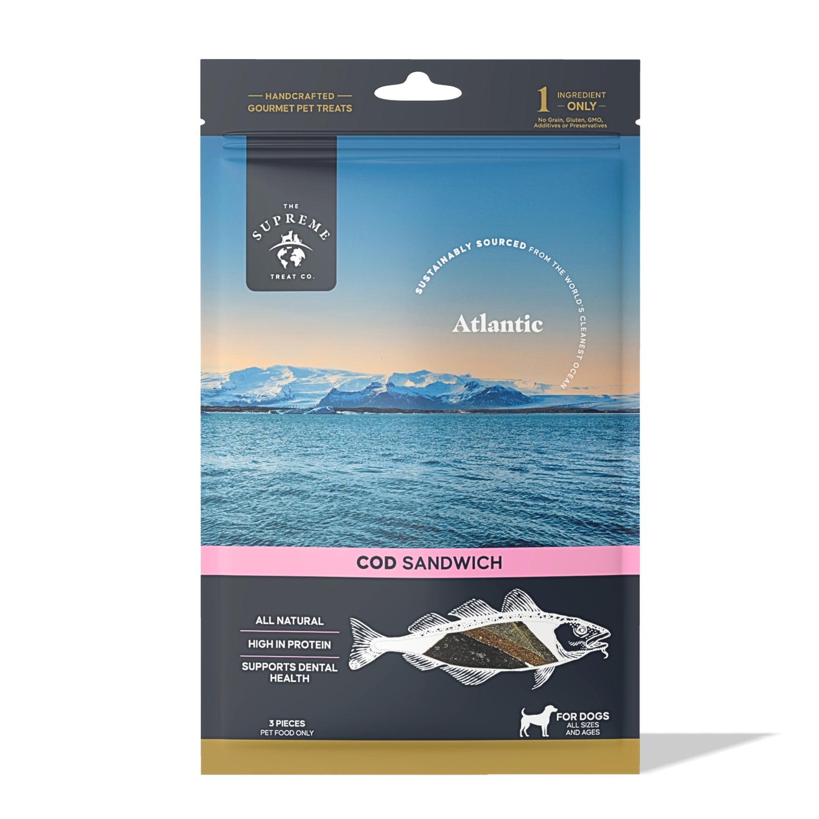 The Supreme Treat Co Cod Sandwich Treats for Dogs - 3 pieces