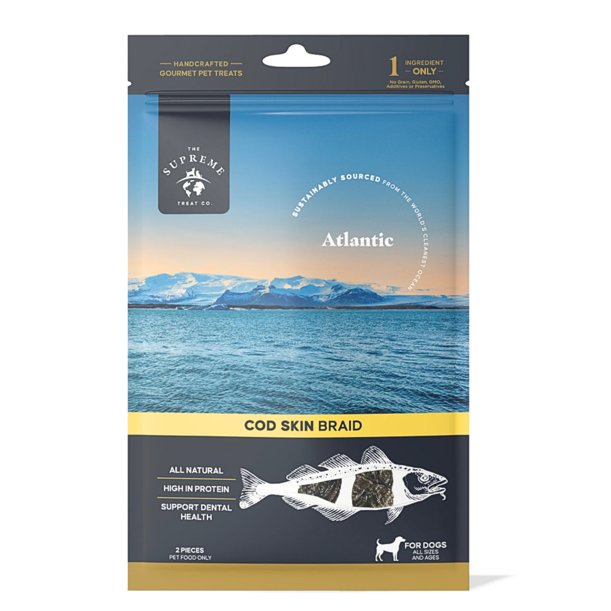 The Supreme Treat Co Cod Skin Braids Treats for Dogs - 2 pieces