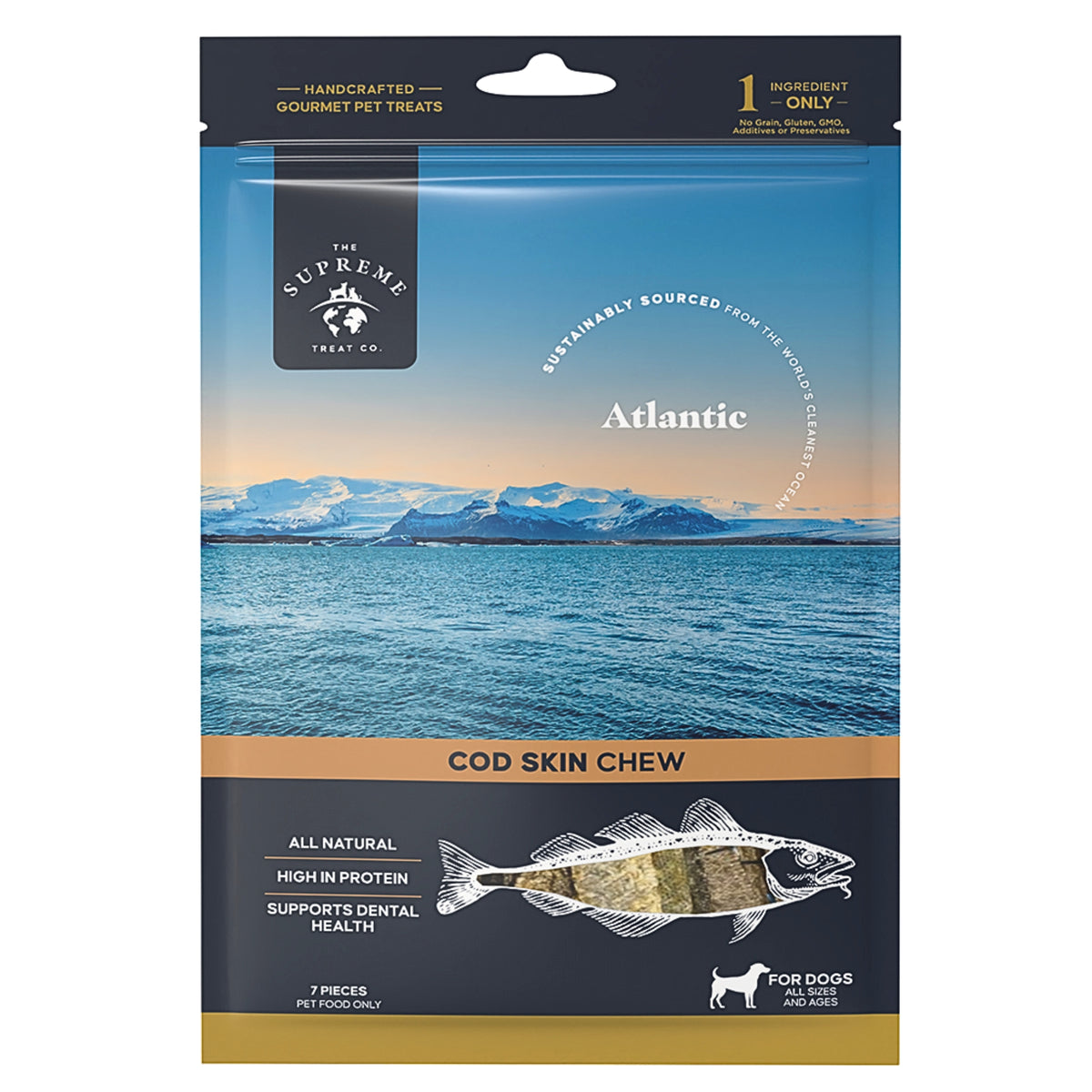 The Supreme Treat Co Cod Skin Chews Treats for Dogs - 7 pieces