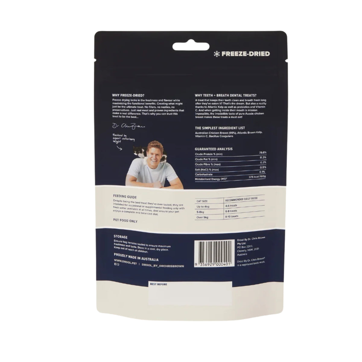 Drool by Dr Chris Brown Teeth + Breath Freeze Dried Cat Treats 50g