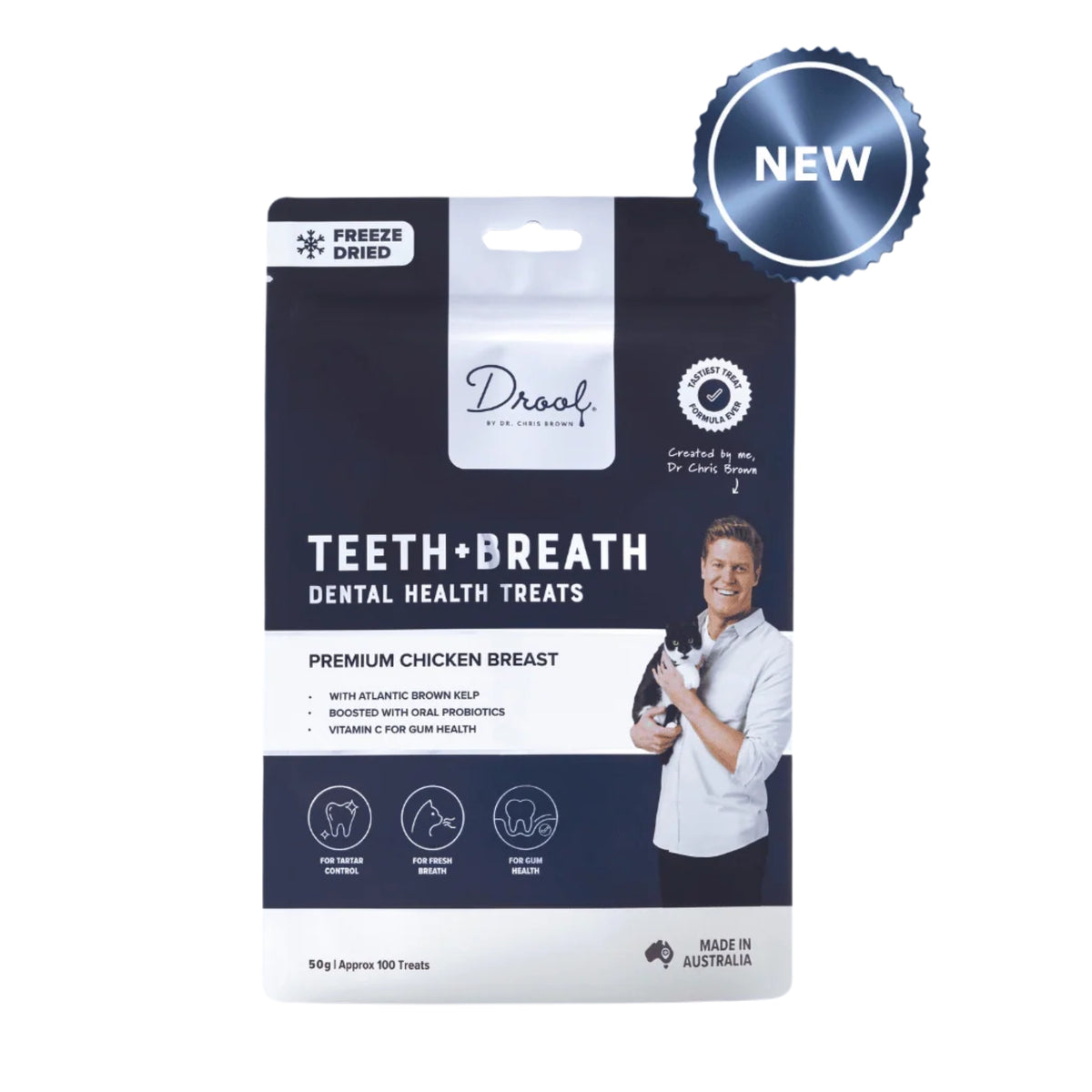 Drool by Dr Chris Brown Teeth + Breath Freeze Dried Cat Treats 50g
