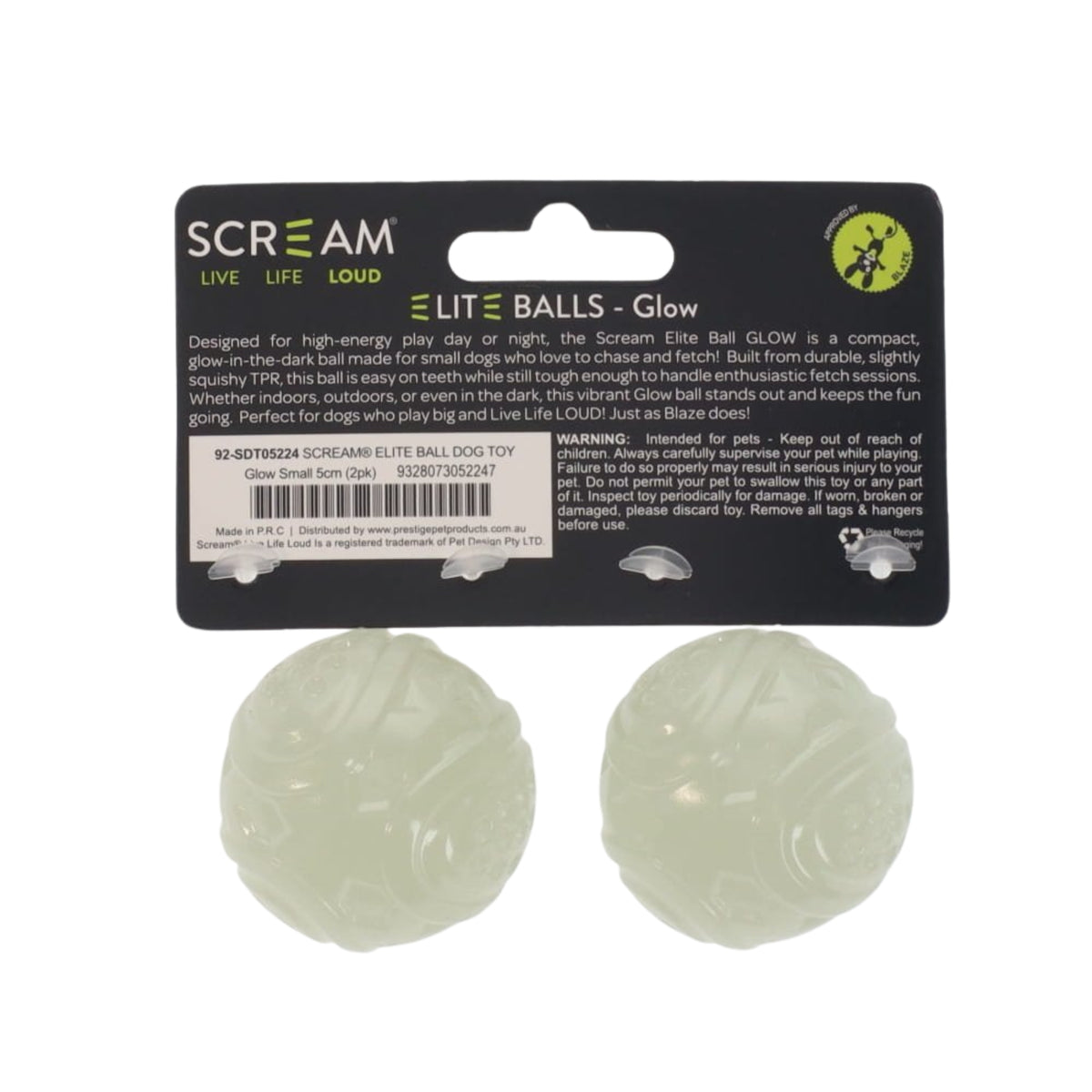 Scream Elite Balls Glow - Small 2 Pack