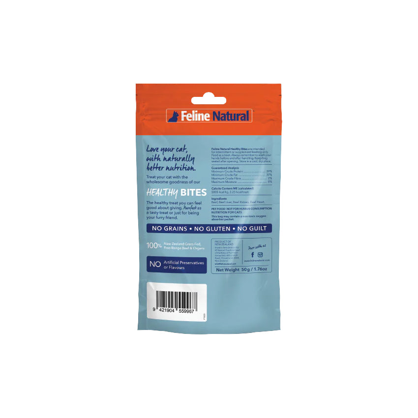 Feline Natural Beef Healthy Bites Cat Treats 50g