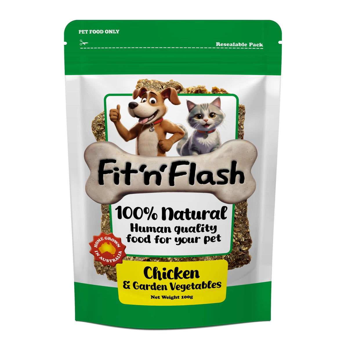 Fit'n'Flash Dog Treats Chicken & Garden Vegetables 100g