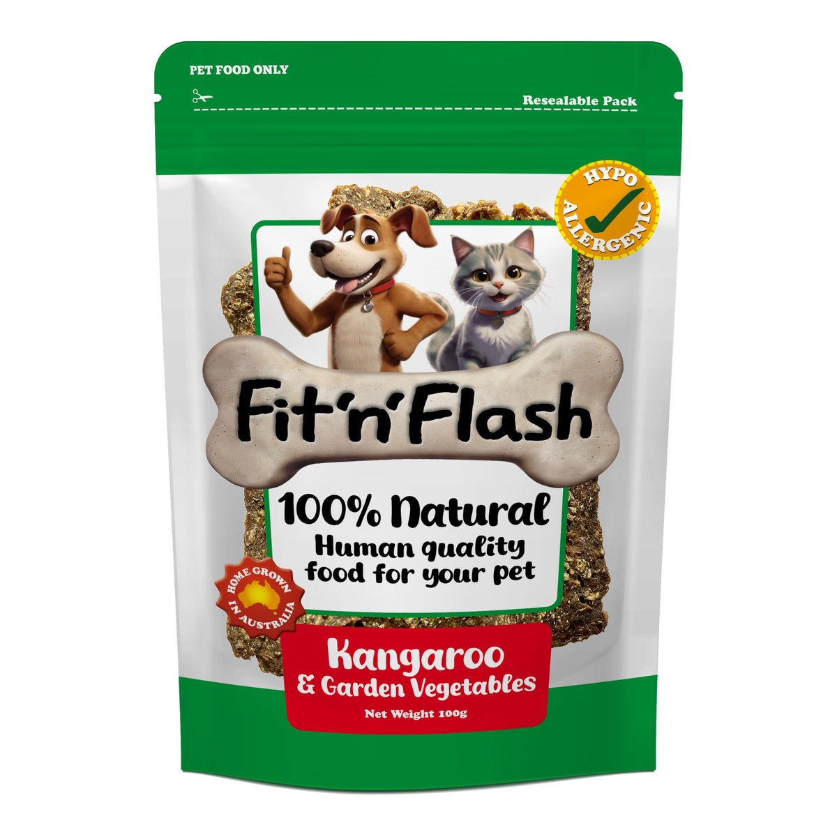 Fit'n'Flash Dog Treats Kangaroo & Garden Vegetables 100g