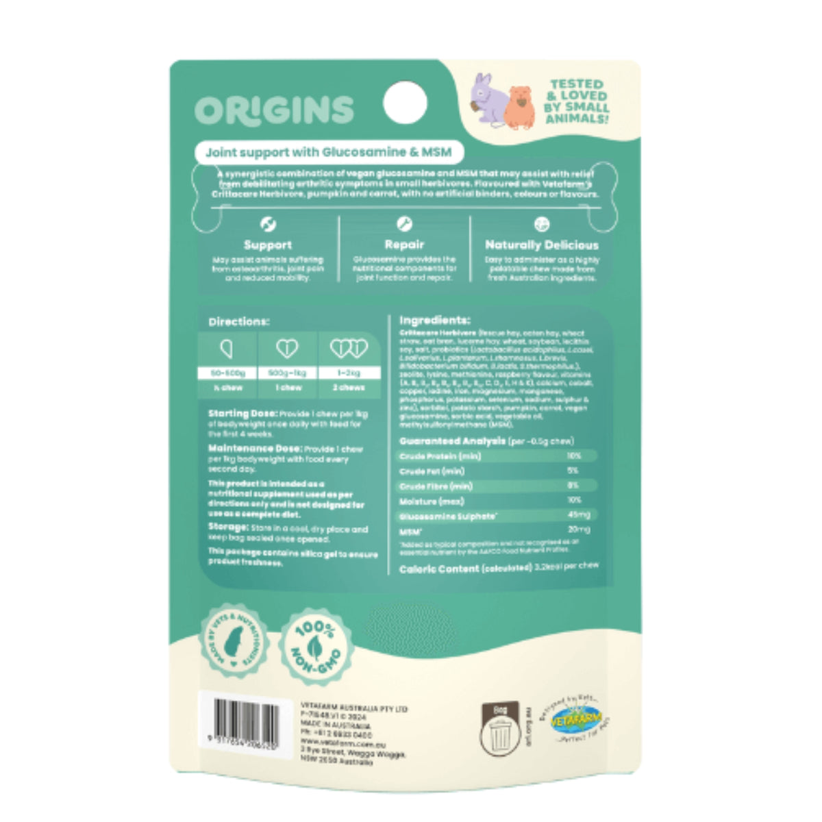 Vetafarm Origins FlexJoint Chews for Small Animals - 60 Chews