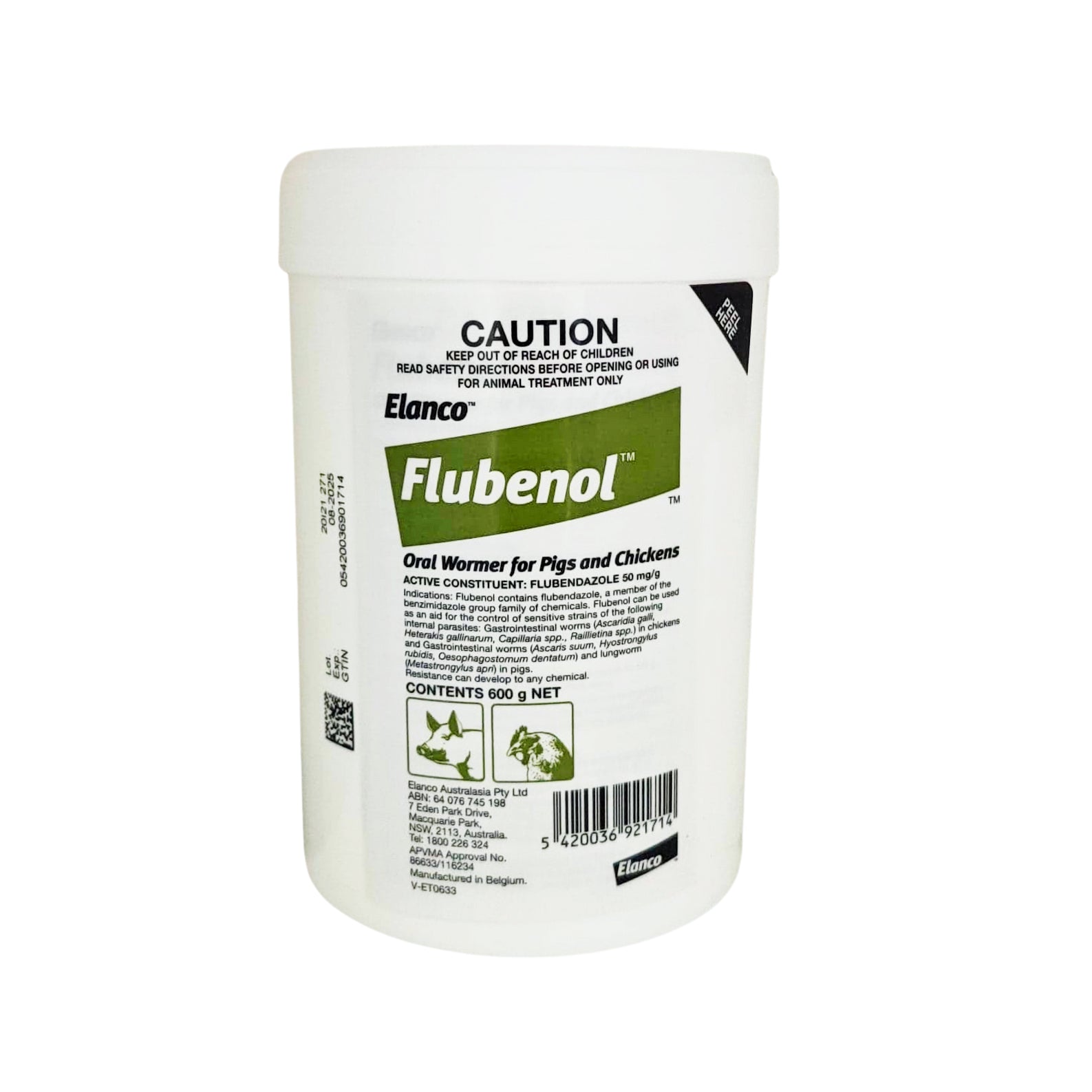 Elanco Flubenol Oral Wormer for Pigs & Chickens 600g