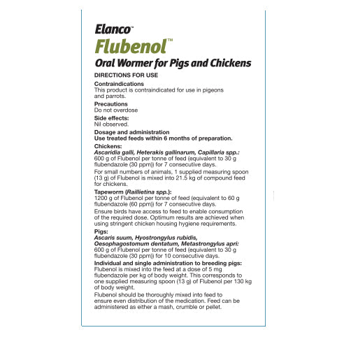 Elanco Flubenol Oral Wormer for Pigs &amp; Chickens 600g
