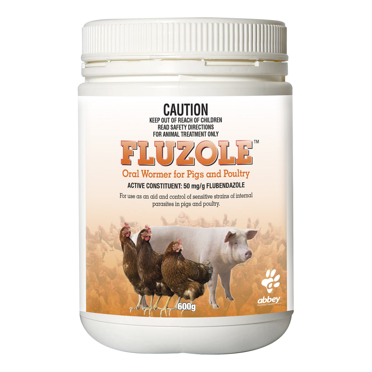 Abbey Fluzole Oral Wormer for Pigs &amp; Poultry 600g