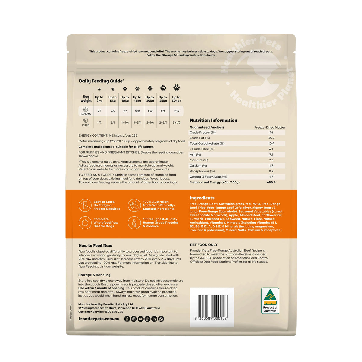 Frontier Pets Free-Range Beef Freeze-Dried Raw Adult Dog Food