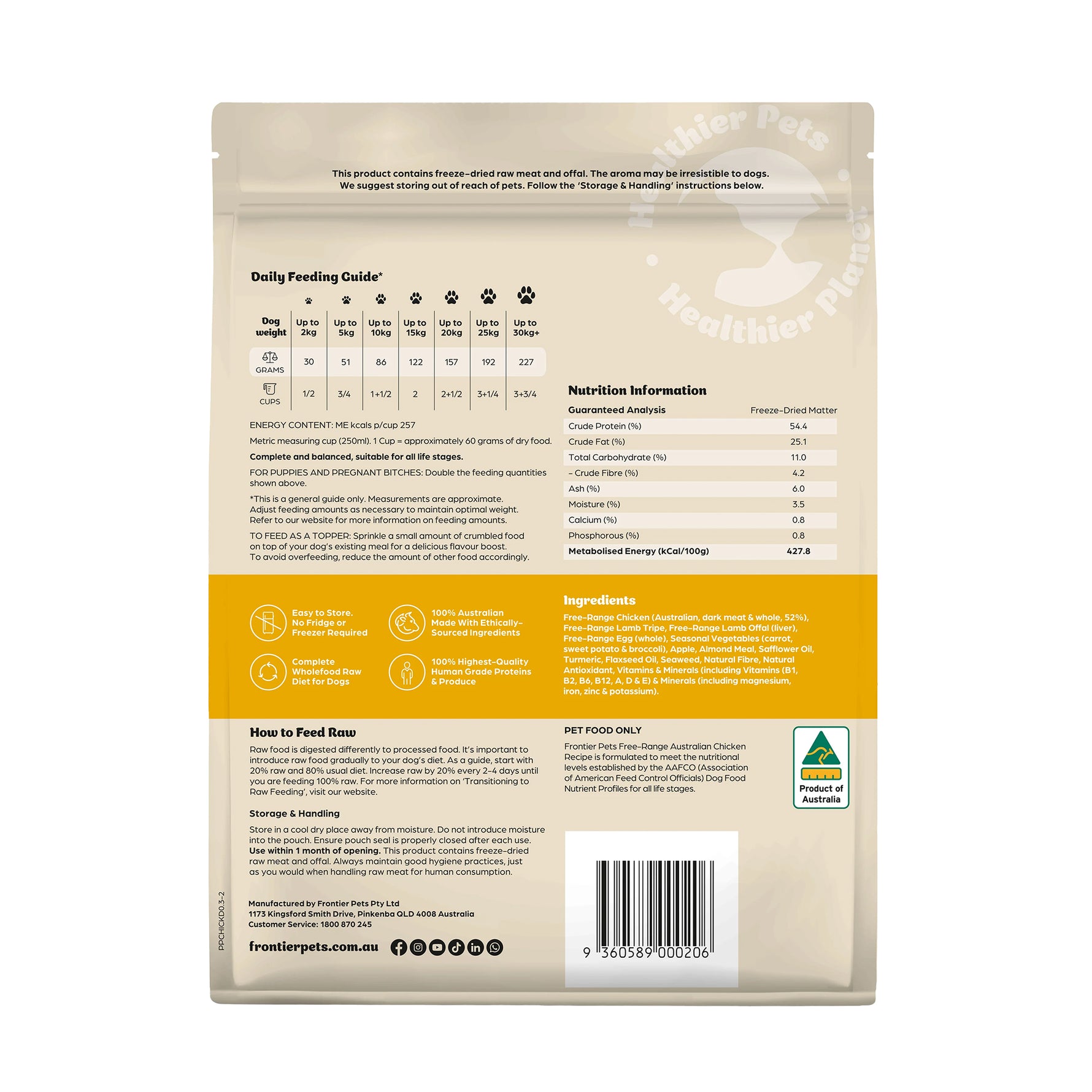 Frontier Pets Free-Range Chicken  Freeze-Dried Raw Adult Dog Food