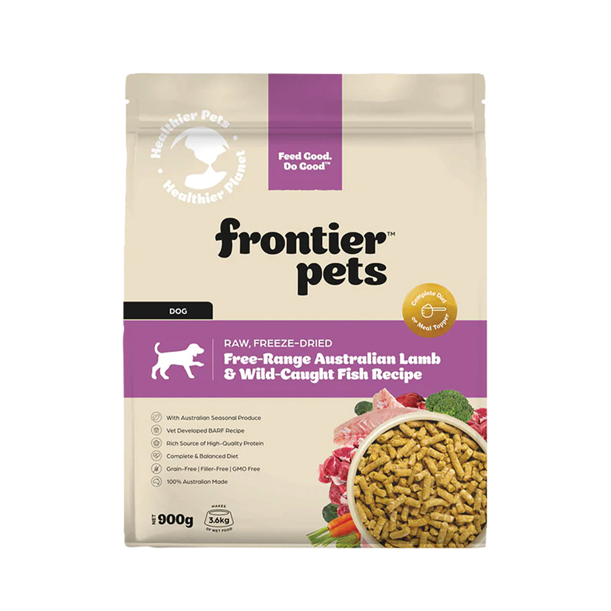 Frontier Pets Free-Range Lamb & Wild Caught Fish Freeze-Dried Raw Adult Dog Food