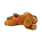 Gingerbread Droolly Dog plush, side view lying down