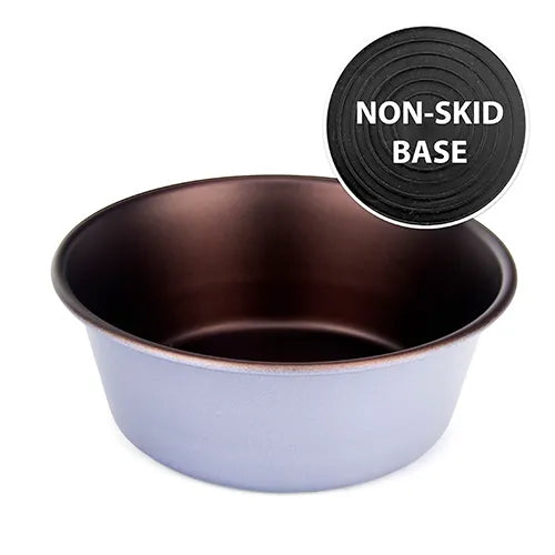 Stainless Steel Non Skid Dog Bowl - Grey &amp; Copper