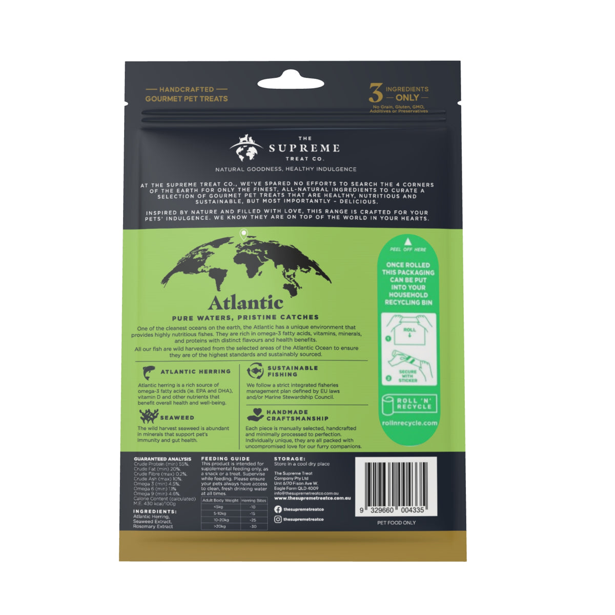 The Supreme Treat Co Herring Bites with Seaweed Treats for Kittens 50g
