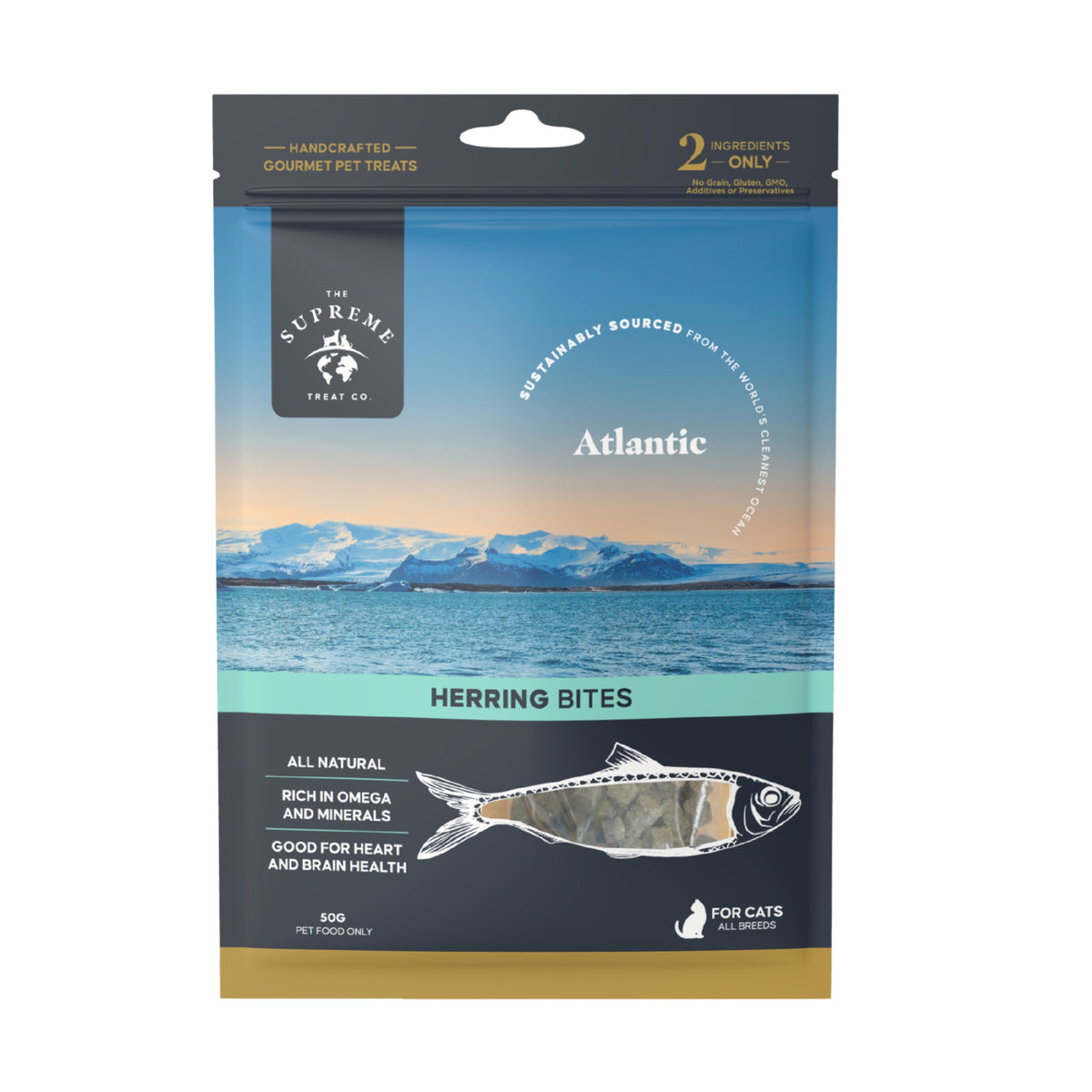 The Supreme Treat Co Herring Bites Treats for Adult Cats 50g