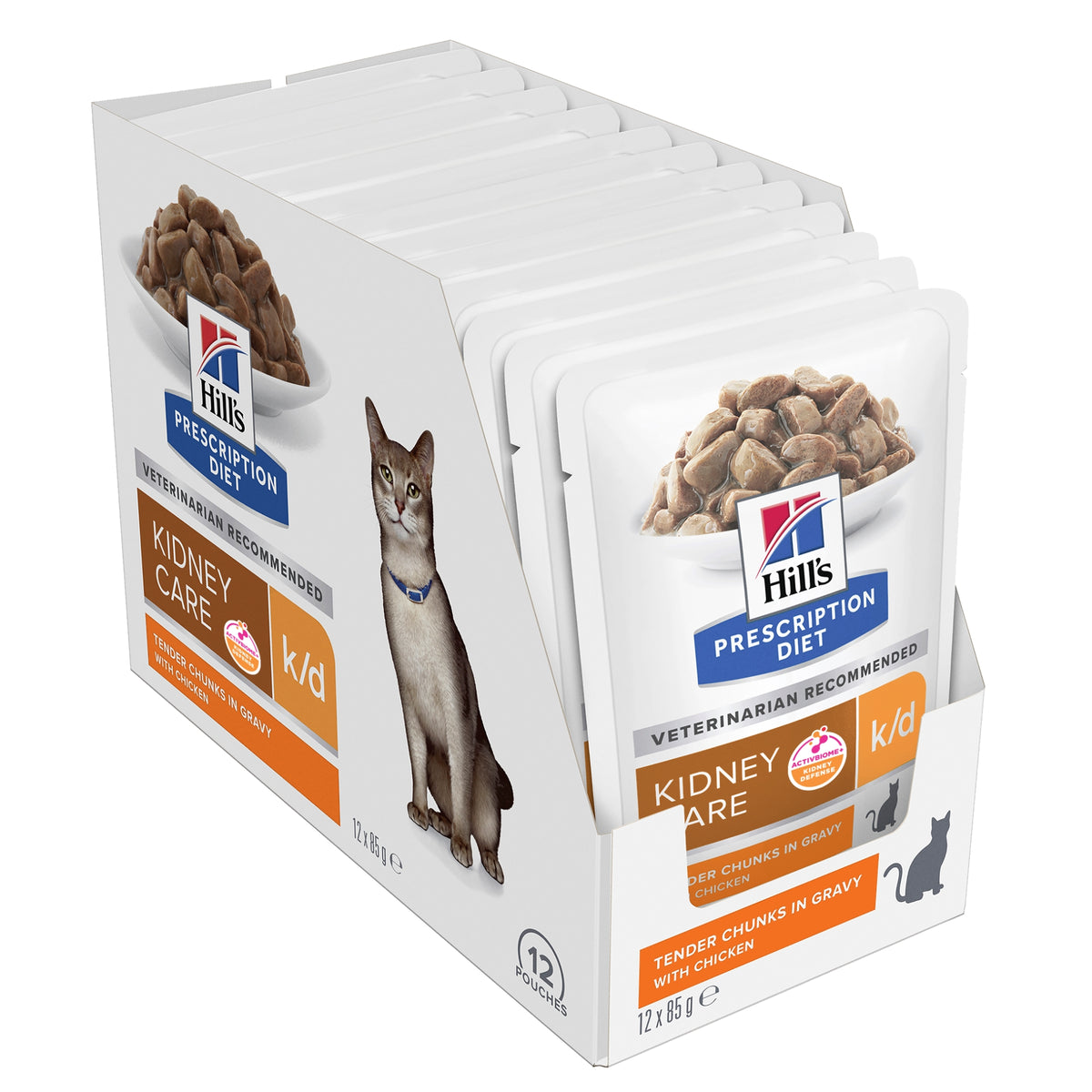 Hill's Prescription Diet Feline k/d Kidney Care Chicken Wet Cat Food Pouches 12X85g
