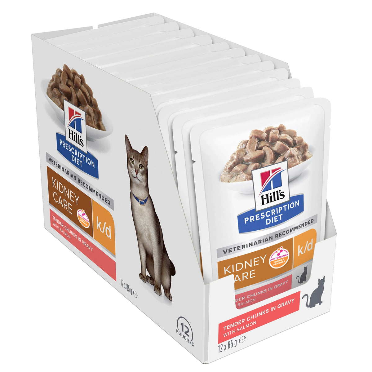 Hill's Prescription Diet Feline k/d Kidney Care Salmon Wet Cat Food Pouches 12 X 85g