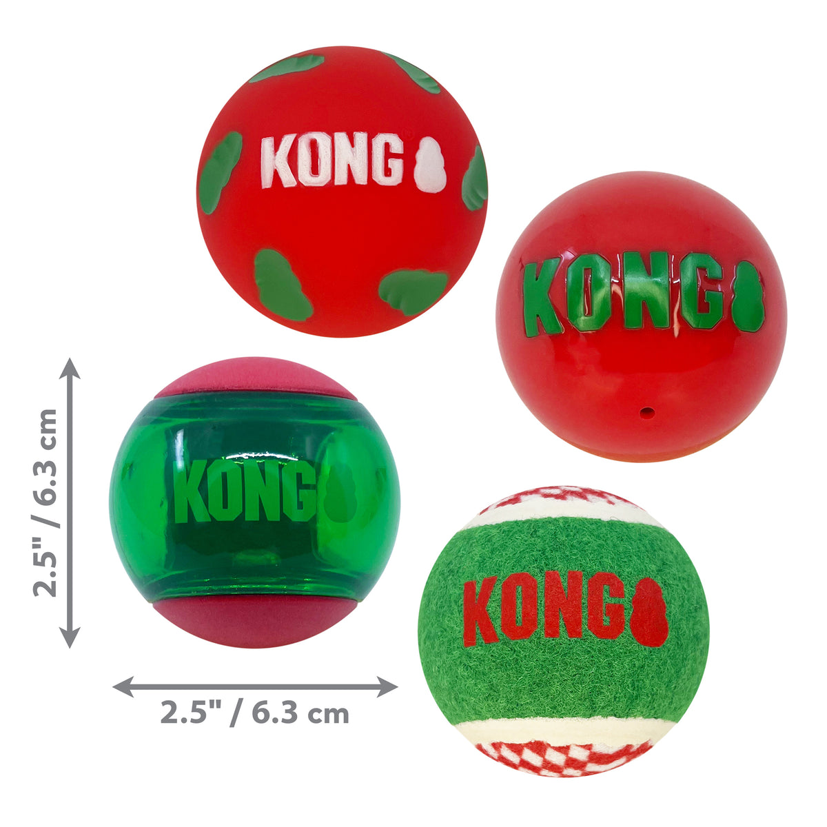 KONG Holiday Occasion Balls - 4 Pack Medium