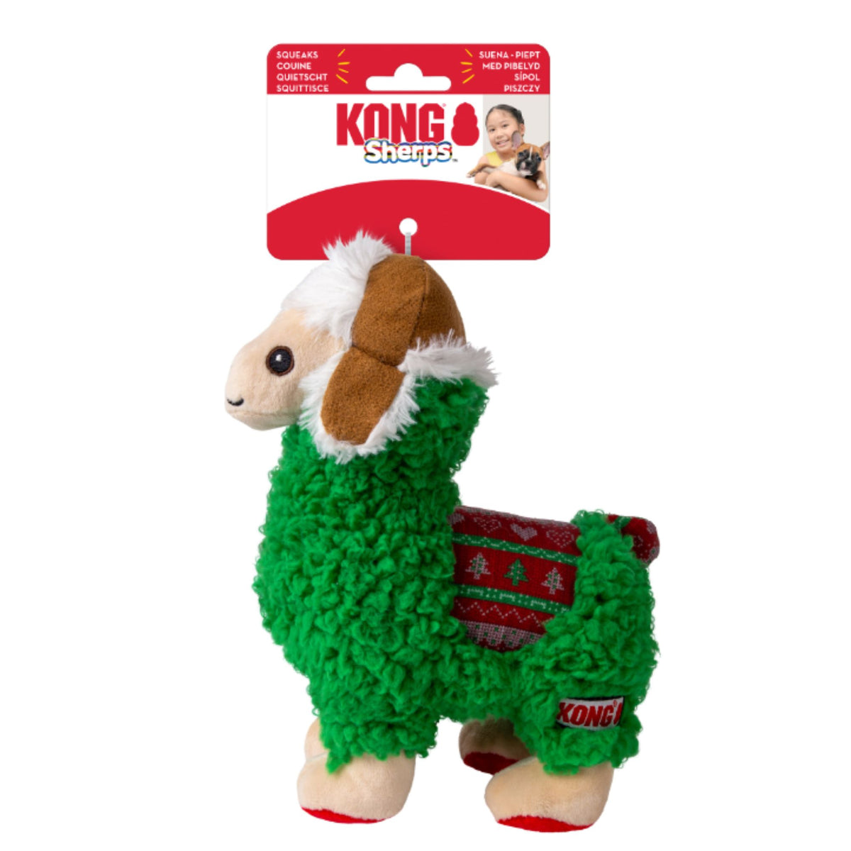 KONG Holiday Sherps Llama Plush Dog Toy  - Medium