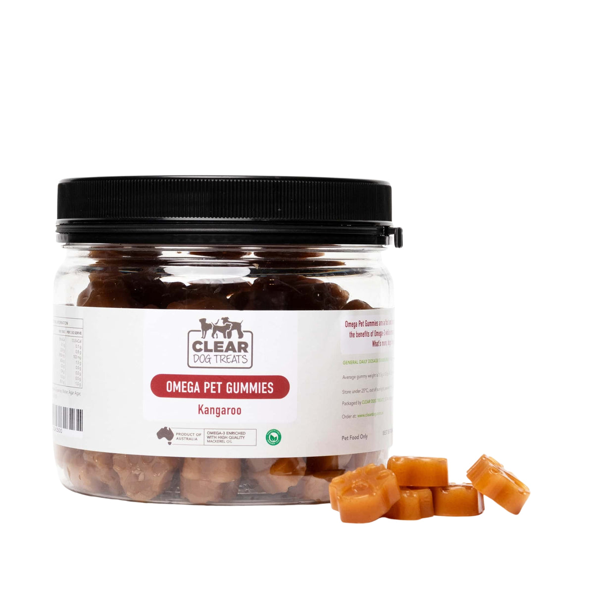 CLEAR Dog Treats Omega Pet Gummies - Kangaroo
