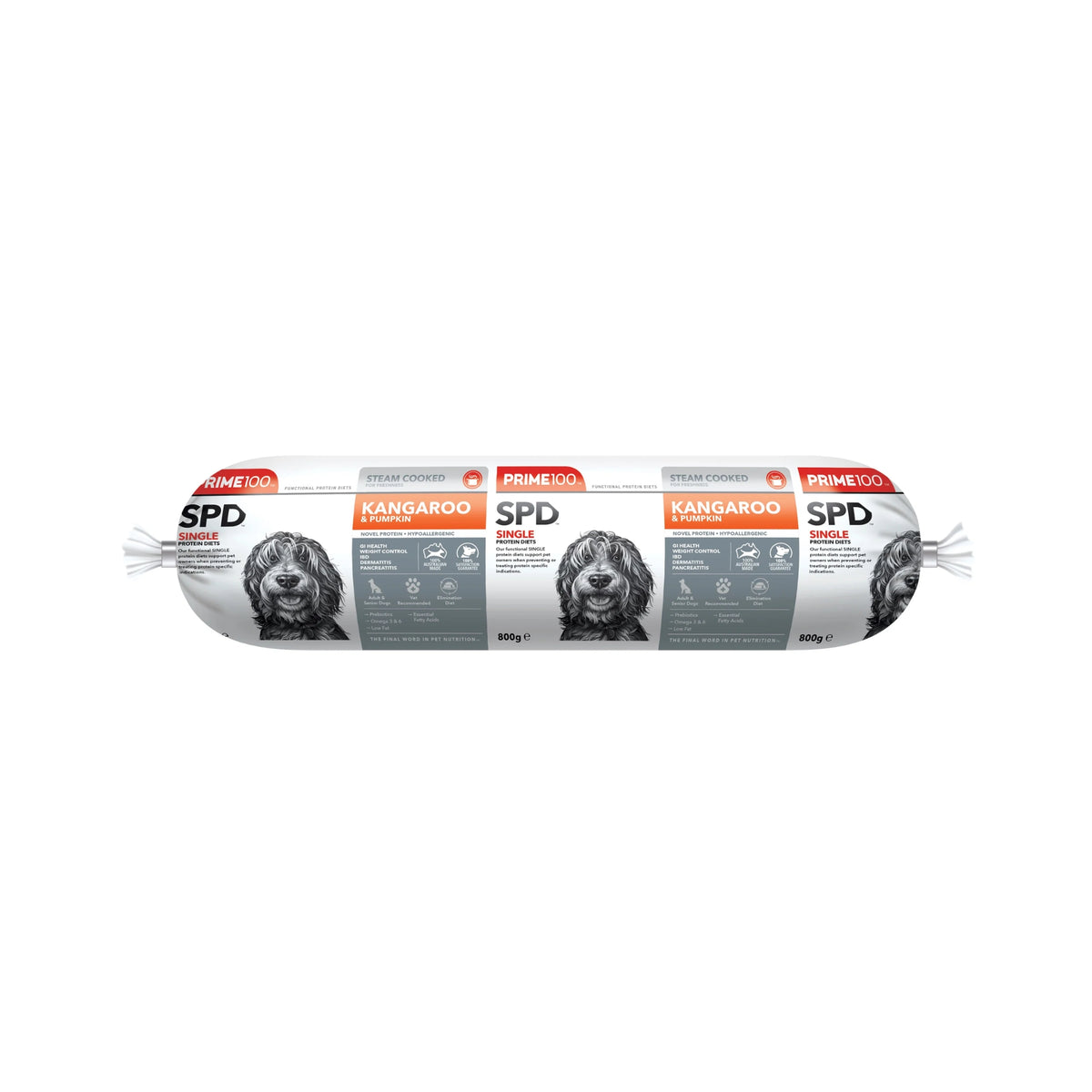 Prime100 SPD Fresh Roll Kangaroo & Pumpkin Roll 800g (Pickup Only)