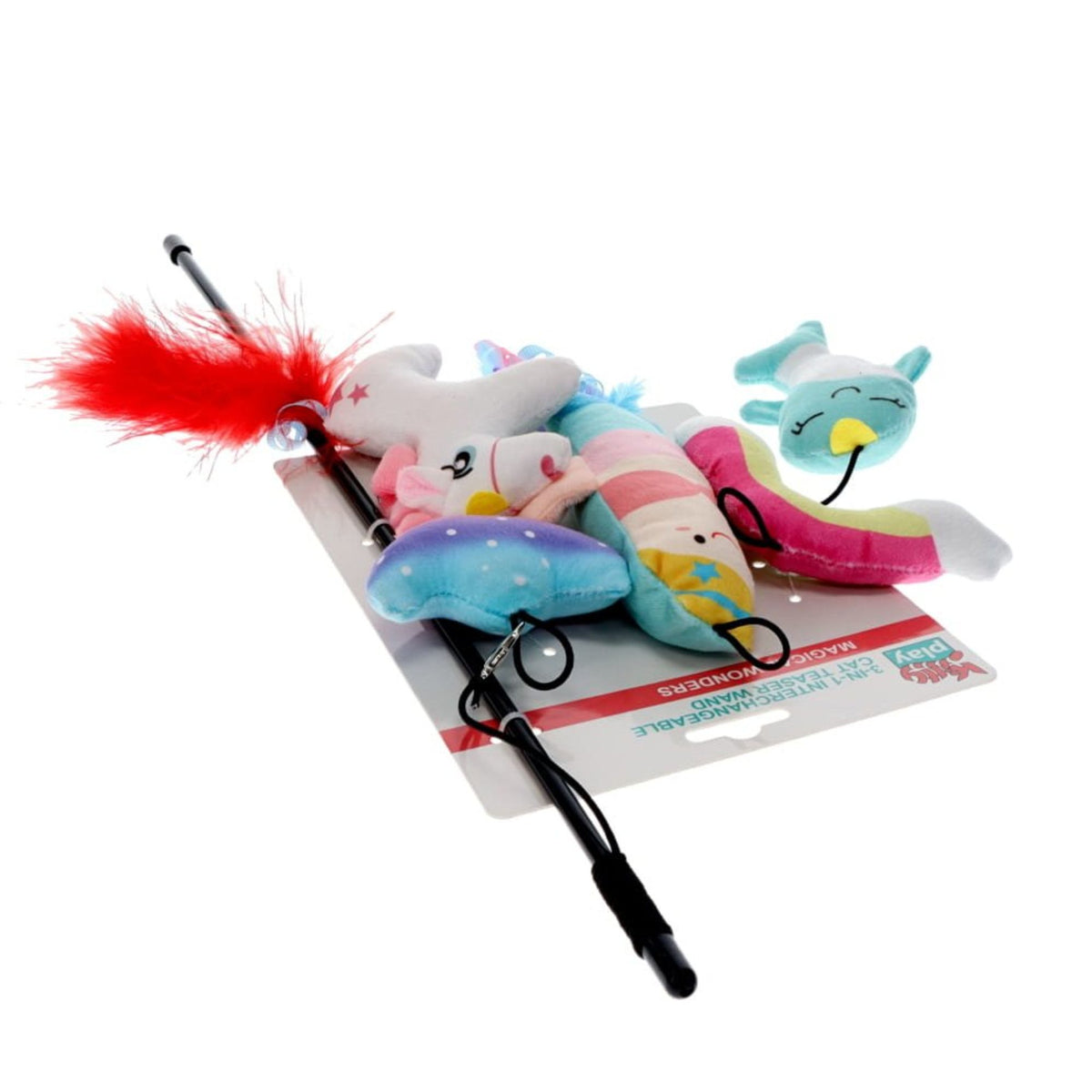 Kitty Play 3-in-1 Interchangeable Cat Teaser Wand - Magical Wonders