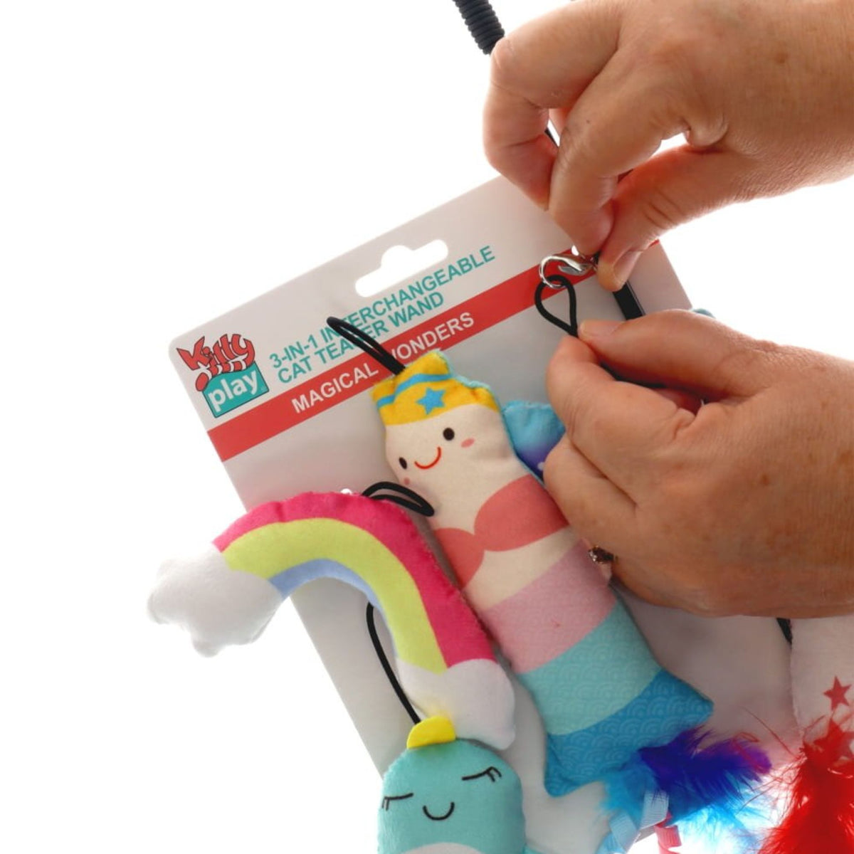Kitty Play 3-in-1 Interchangeable Cat Teaser Wand - Magical Wonders